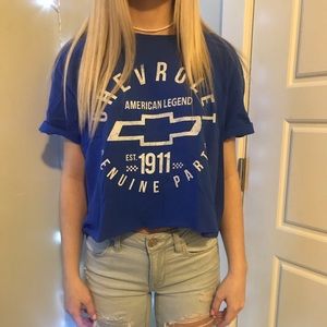 Crop Chevy Blue Tee
